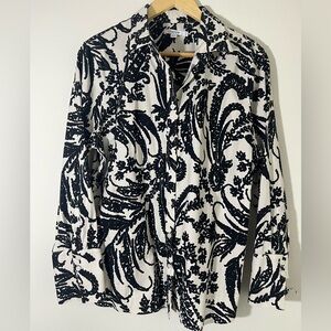 Chico's Black & White Abstract Blouse